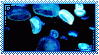 a stamp of jellyfish floating in an aquarium, made by @unknown-till on tumblr